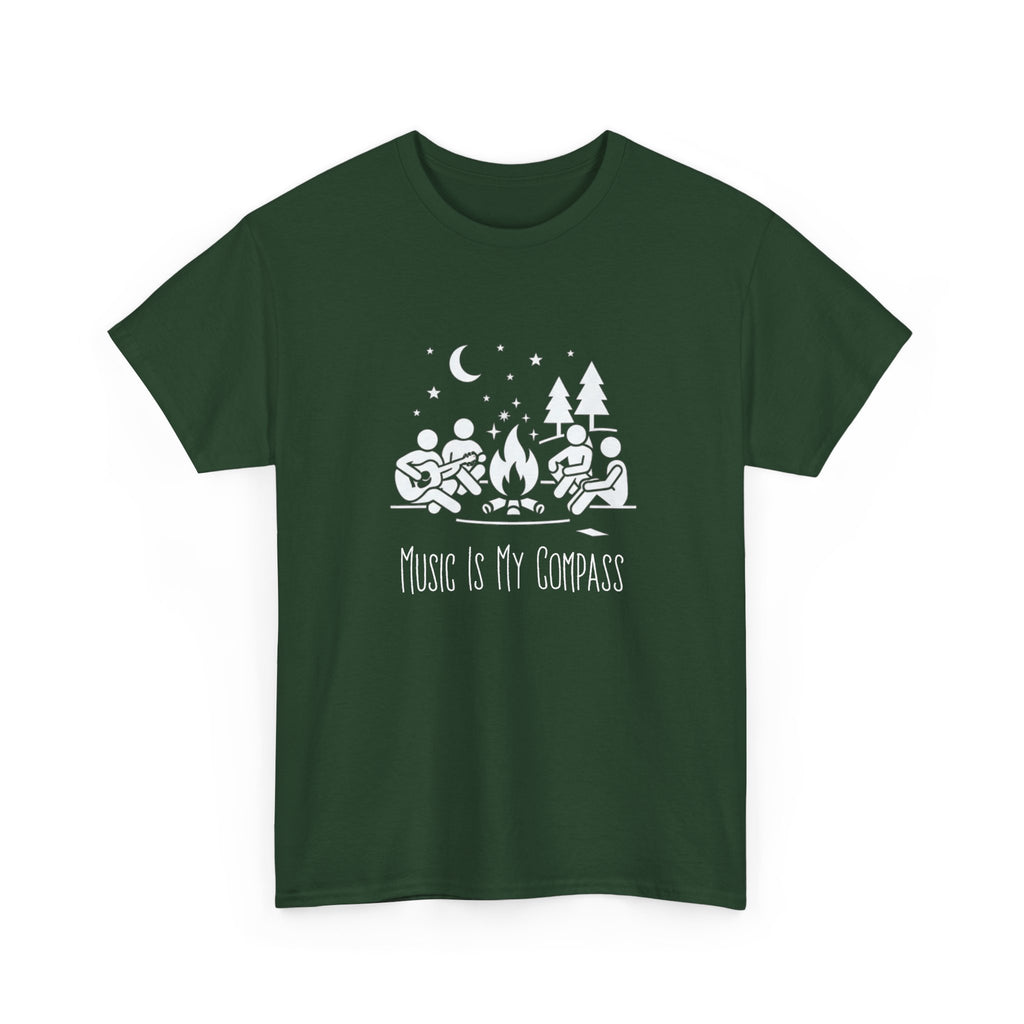Music Is My Compass T-Shirt — Camping Guitar Campfire Tee