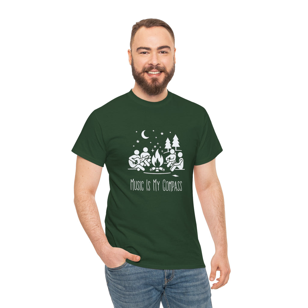 Music Is My Compass T-Shirt — Camping Guitar Campfire Tee