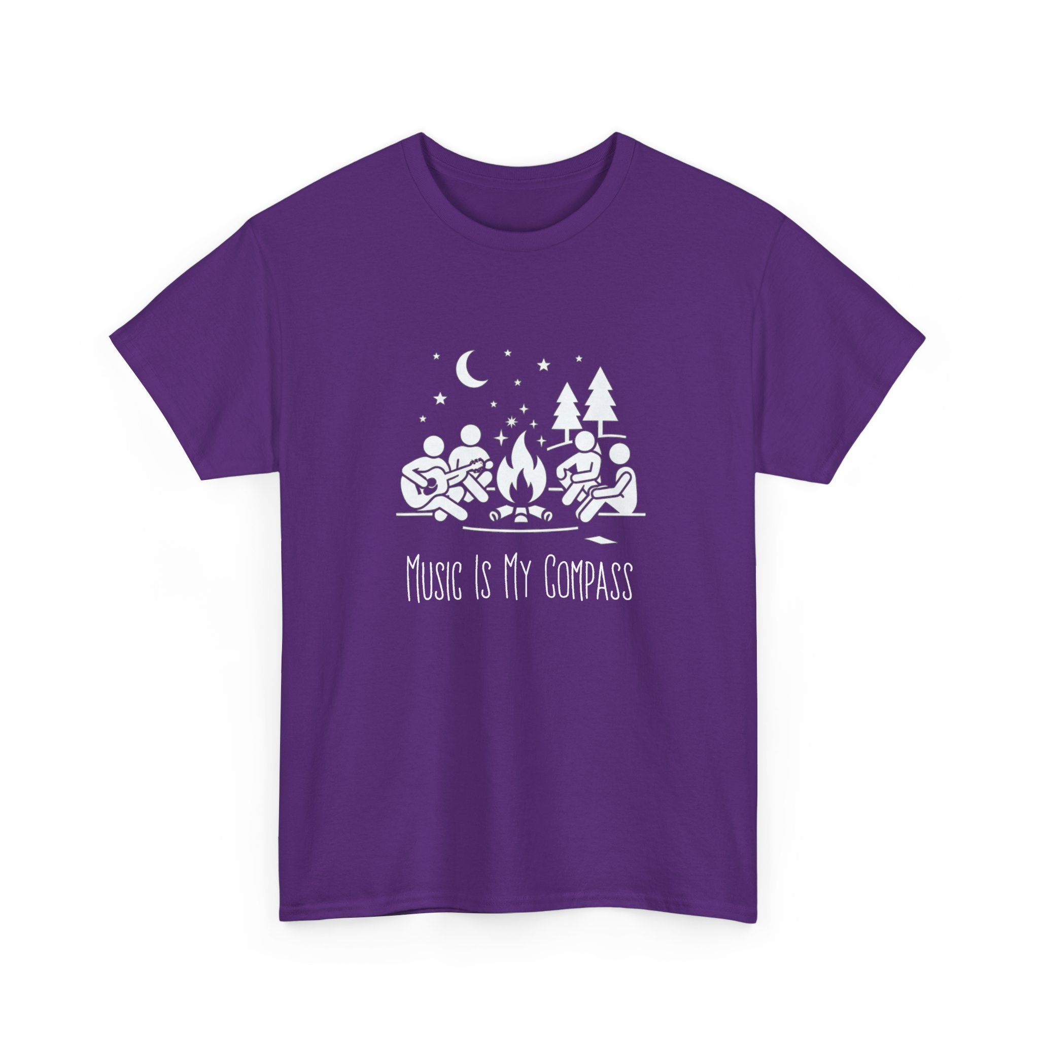 Music Is My Compass T‑Shirt — Camping Guitar Campfire Tee