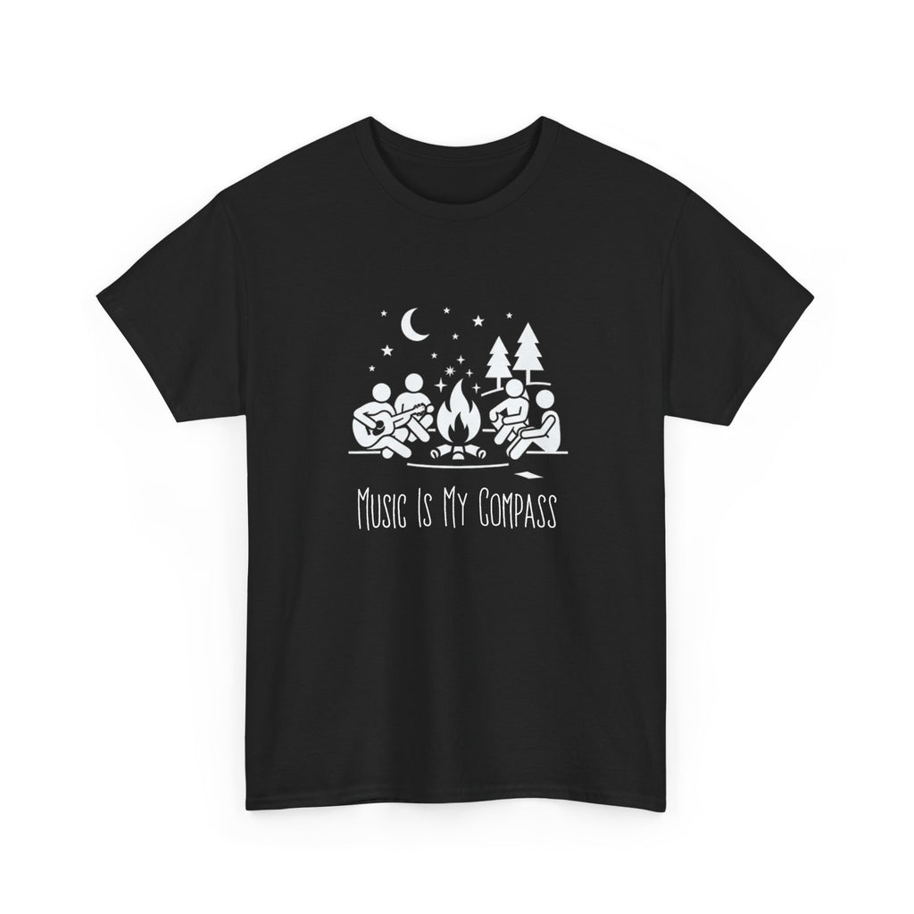 Music Is My Compass T‑Shirt — Campfire Guitar Graphic Tee