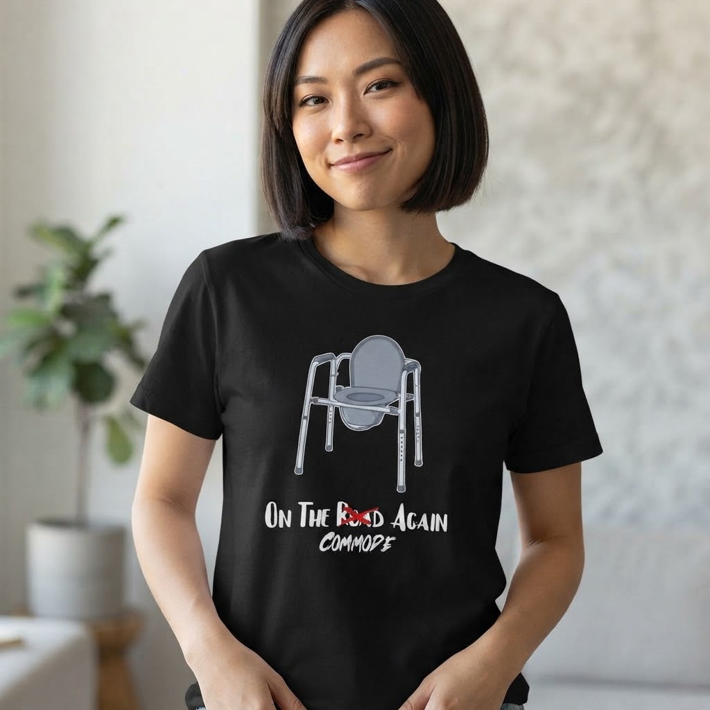 On The Commode Again | Unisex T-Shirt | Commode Humor Tee – "On The Road Again" | Black Tee