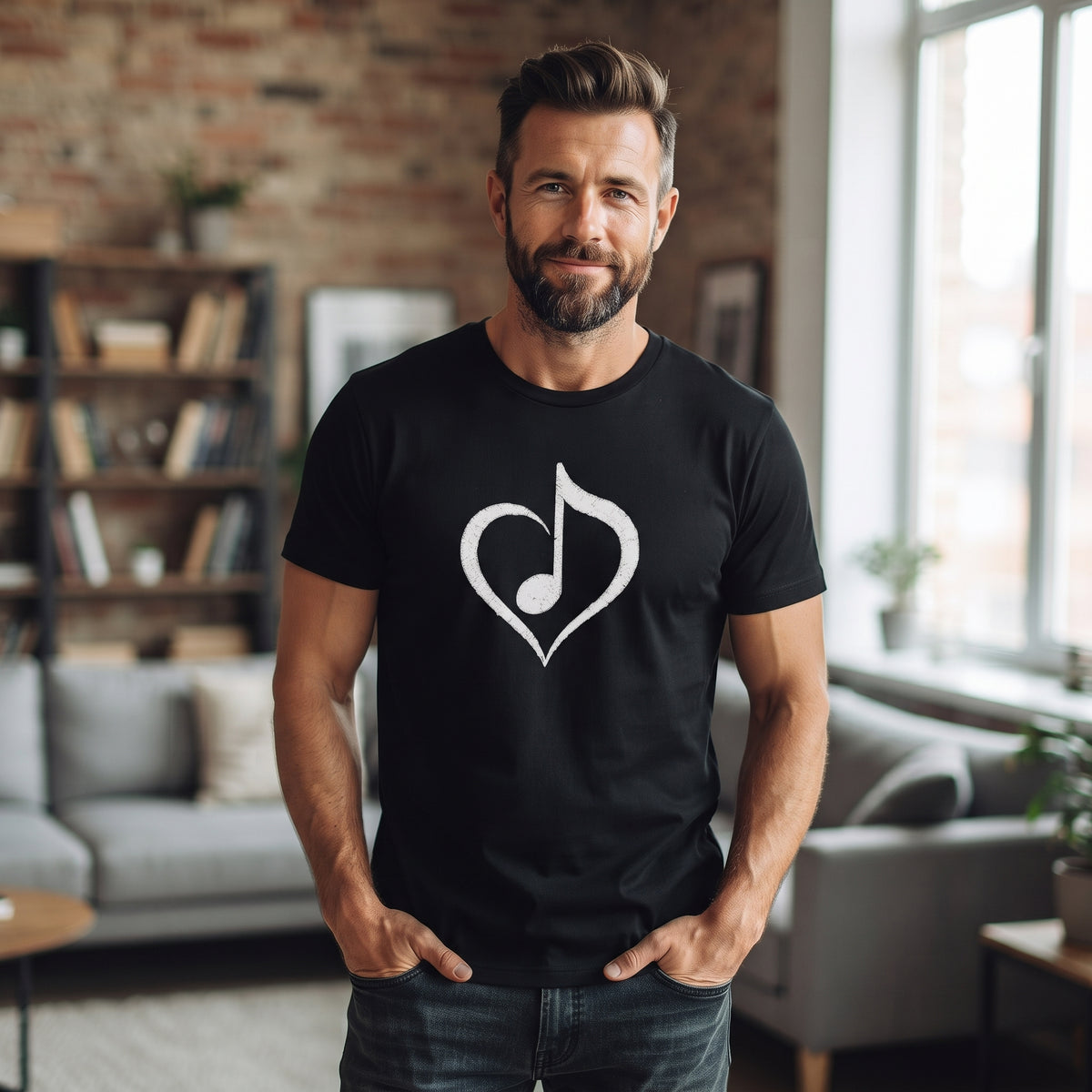 Music With Heart | Unisex T‑Shirt | Music Heart Graphic | Black Tee