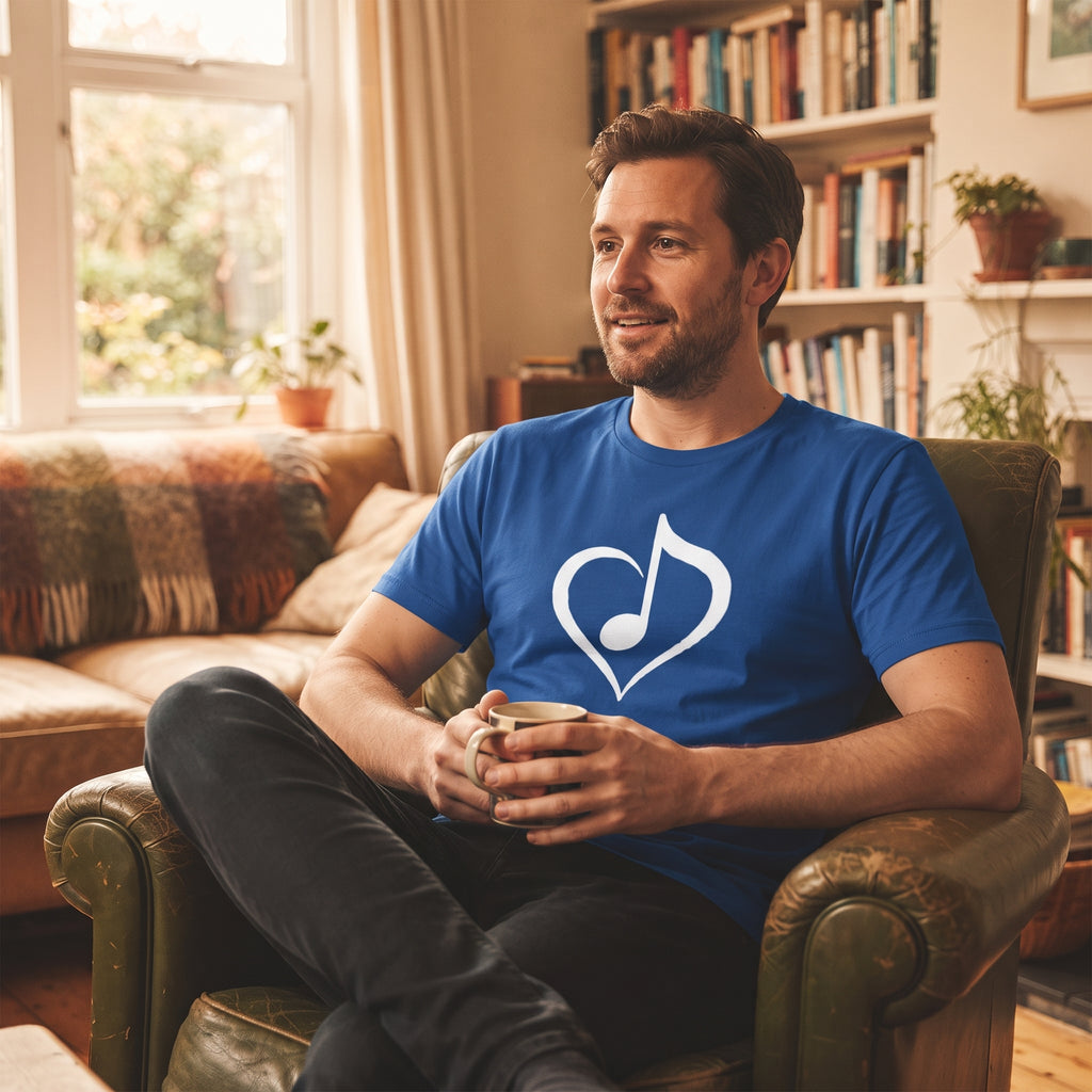 Music With Heart | Unisex T‑Shirt | Music Heart Graphic | Blue Tee