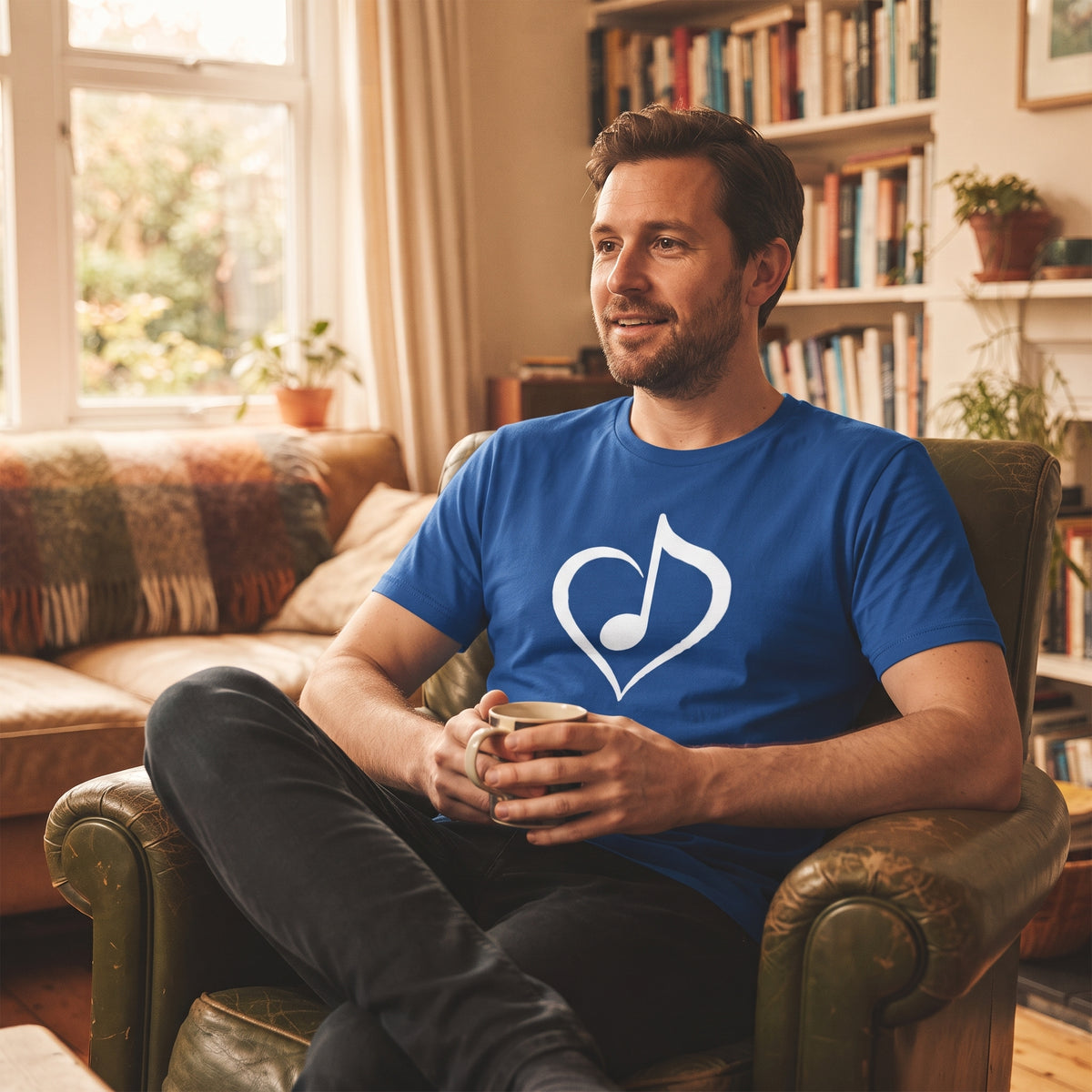 Music With Heart | Unisex T‑Shirt | Music Heart Graphic | Blue Tee
